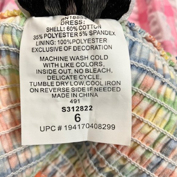 NWT! RARE EDITIONS Girl's Size 6 Flutter Sleeve/Smocked/Ruffled Dress - NEW! - Picture 9 of 12